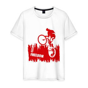 Мужская футболка хлопок с принтом Велосипед в Новосибирске, 100% хлопок | прямой крой, круглый вырез горловины, длина до линии бедер, слегка спущенное плечо. | streeet | xtream | велик | вело | велосипед | стрит | экстрим
