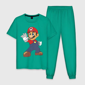 Мужская пижама хлопок с принтом Super Mario (1) в Новосибирске, 100% хлопок | брюки и футболка прямого кроя, без карманов, на брюках мягкая резинка на поясе и по низу штанин
 | nintendo | марио | нинтендо