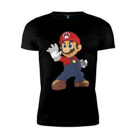 Мужская футболка премиум с принтом Super Mario (1) в Новосибирске, 92% хлопок, 8% лайкра | приталенный силуэт, круглый вырез ворота, длина до линии бедра, короткий рукав | nintendo | марио | нинтендо