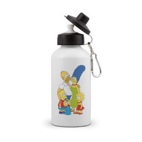 Бутылка спортивная с принтом The Simpsons (2) в Новосибирске, металл | емкость — 500 мл, в комплекте две пластиковые крышки и карабин для крепления | гомер