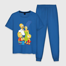 Мужская пижама хлопок с принтом The Simpsons (2) в Новосибирске, 100% хлопок | брюки и футболка прямого кроя, без карманов, на брюках мягкая резинка на поясе и по низу штанин
 | гомер