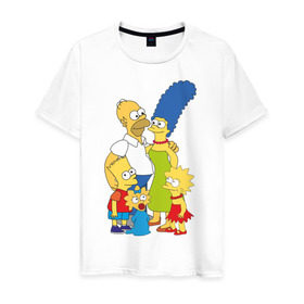 Мужская футболка хлопок с принтом The Simpsons (2) в Новосибирске, 100% хлопок | прямой крой, круглый вырез горловины, длина до линии бедер, слегка спущенное плечо. | гомер