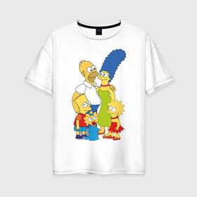 Женская футболка хлопок Oversize с принтом The Simpsons (2) в Новосибирске, 100% хлопок | свободный крой, круглый ворот, спущенный рукав, длина до линии бедер
 | гомер