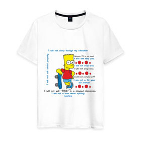 Мужская футболка хлопок с принтом Бард Симпсон Скейт в Новосибирске, 100% хлопок | прямой крой, круглый вырез горловины, длина до линии бедер, слегка спущенное плечо. | simpsons | барт | барт симпсон | симпсоны | симсоны