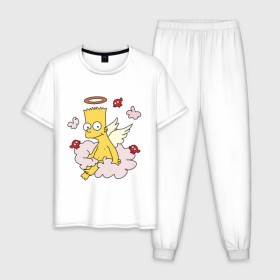 Мужская пижама хлопок с принтом Бард Симпсон Ангел в Новосибирске, 100% хлопок | брюки и футболка прямого кроя, без карманов, на брюках мягкая резинка на поясе и по низу штанин
 | simpsons | барт | симпсоны | симсоны