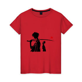 Женская футболка хлопок с принтом Samurai Champloo в Новосибирске, 100% хлопок | прямой крой, круглый вырез горловины, длина до линии бедер, слегка спущенное плечо | anime | champloo | samurai | аниме | манга