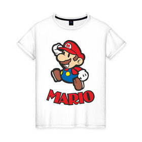 Женская футболка хлопок с принтом Super Mario (3) в Новосибирске, 100% хлопок | прямой крой, круглый вырез горловины, длина до линии бедер, слегка спущенное плечо | nintendo | марио | нинтендо