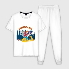 Мужская пижама хлопок с принтом Futurama(1) в Новосибирске, 100% хлопок | брюки и футболка прямого кроя, без карманов, на брюках мягкая резинка на поясе и по низу штанин
 | 