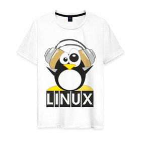 Мужская футболка хлопок с принтом Linux (6) в Новосибирске, 100% хлопок | прямой крой, круглый вырез горловины, длина до линии бедер, слегка спущенное плечо. | пингвин