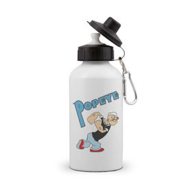 Бутылка спортивная с принтом Popeye в Новосибирске, металл | емкость — 500 мл, в комплекте две пластиковые крышки и карабин для крепления | popeye
