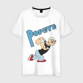 Мужская футболка хлопок с принтом Popeye в Новосибирске, 100% хлопок | прямой крой, круглый вырез горловины, длина до линии бедер, слегка спущенное плечо. | popeye
