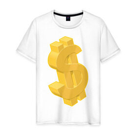 Мужская футболка хлопок с принтом Доллар в Новосибирске, 100% хлопок | прямой крой, круглый вырез горловины, длина до линии бедер, слегка спущенное плечо. | бабло | бакс | баксы | валюта | деньги | доллар | знак доллара