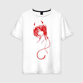 Женская футболка хлопок Oversize с принтом Devil Girl в Новосибирске, 100% хлопок | свободный крой, круглый ворот, спущенный рукав, длина до линии бедер
 | devil girl | бесенок | девушка | для девушек | дьявольская девушка | рога | рожки | чертенок
