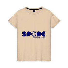 Женская футболка хлопок с принтом Spore в Новосибирске, 100% хлопок | прямой крой, круглый вырез горловины, длина до линии бедер, слегка спущенное плечо | игра | игры | лаборатория существ | спор