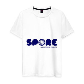 Мужская футболка хлопок с принтом Spore в Новосибирске, 100% хлопок | прямой крой, круглый вырез горловины, длина до линии бедер, слегка спущенное плечо. | Тематика изображения на принте: игра | игры | лаборатория существ | спор