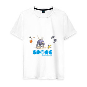 Мужская футболка хлопок с принтом Spore (3) в Новосибирске, 100% хлопок | прямой крой, круглый вырез горловины, длина до линии бедер, слегка спущенное плечо. | игры | лаборатория существ | спор