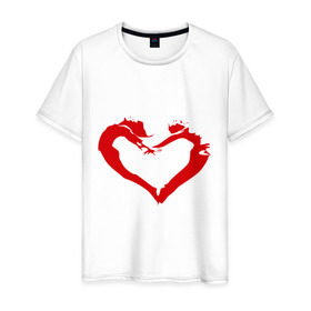 Мужская футболка хлопок с принтом Он и она в Новосибирске, 100% хлопок | прямой крой, круглый вырез горловины, длина до линии бедер, слегка спущенное плечо. | валентинка | валентинов день | день влюбленных | день всех влюбленных | день святого валентина | сердечко | сердце