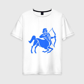Женская футболка хлопок Oversize с принтом Стрелец (2) в Новосибирске, 100% хлопок | свободный крой, круглый ворот, спущенный рукав, длина до линии бедер
 | zodiac | астрология | гороскоп | знаки зодиака | стрелец