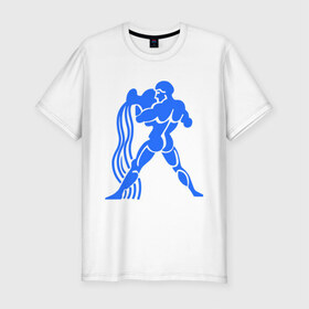 Мужская футболка премиум с принтом Водолей (2) в Новосибирске, 92% хлопок, 8% лайкра | приталенный силуэт, круглый вырез ворота, длина до линии бедра, короткий рукав | zodiac | водолей | гороскоп | знаки зодиака