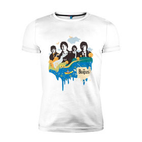 Мужская футболка премиум с принтом The Beatles в Новосибирске, 92% хлопок, 8% лайкра | приталенный силуэт, круглый вырез ворота, длина до линии бедра, короткий рукав | Тематика изображения на принте: beatles | lennon | битлз | битлс | битлы | леннон