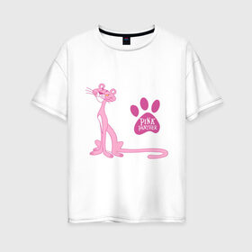 Женская футболка хлопок Oversize с принтом Розовая Пантера в Новосибирске, 100% хлопок | свободный крой, круглый ворот, спущенный рукав, длина до линии бедер
 | pink panther | розовая пантера
