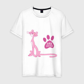 Мужская футболка хлопок с принтом Розовая Пантера в Новосибирске, 100% хлопок | прямой крой, круглый вырез горловины, длина до линии бедер, слегка спущенное плечо. | pink panther | розовая пантера