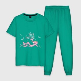 Мужская пижама хлопок с принтом Pink panther в Новосибирске, 100% хлопок | брюки и футболка прямого кроя, без карманов, на брюках мягкая резинка на поясе и по низу штанин
 | pink panther | розовая пантера