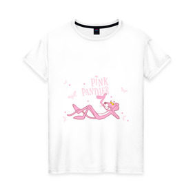 Женская футболка хлопок с принтом Pink panther в Новосибирске, 100% хлопок | прямой крой, круглый вырез горловины, длина до линии бедер, слегка спущенное плечо | pink panther | розовая пантера