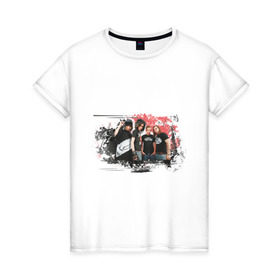Женская футболка хлопок с принтом Tokio Hotel (3) в Новосибирске, 100% хлопок | прямой крой, круглый вырез горловины, длина до линии бедер, слегка спущенное плечо | tokio hotel