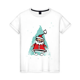 Женская футболка хлопок с принтом Дед_мороз (3) в Новосибирске, 100% хлопок | прямой крой, круглый вырез горловины, длина до линии бедер, слегка спущенное плечо | 2012 | new year | дед | дед мороз | нг | новый 2012 | новый год | санта | санта клаус