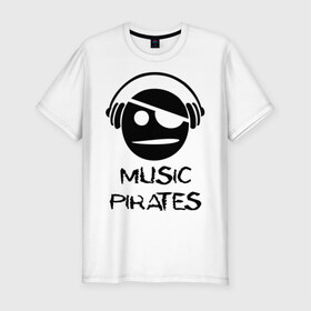 Мужская футболка премиум с принтом Music pirates в Новосибирске, 92% хлопок, 8% лайкра | приталенный силуэт, круглый вырез ворота, длина до линии бедра, короткий рукав | Тематика изображения на принте: 