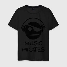 Мужская футболка хлопок с принтом Music pirates в Новосибирске, 100% хлопок | прямой крой, круглый вырез горловины, длина до линии бедер, слегка спущенное плечо. | Тематика изображения на принте: 