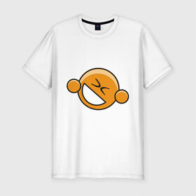 Мужская футболка премиум с принтом Смайл гы в Новосибирске, 92% хлопок, 8% лайкра | приталенный силуэт, круглый вырез ворота, длина до линии бедра, короткий рукав | smile | довольный смайлик | смайл | смайлик | улыбка