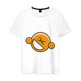 Мужская футболка хлопок с принтом Смайл гы в Новосибирске, 100% хлопок | прямой крой, круглый вырез горловины, длина до линии бедер, слегка спущенное плечо. | smile | довольный смайлик | смайл | смайлик | улыбка