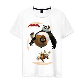 Мужская футболка хлопок с принтом Kung Fu Panda 2 в Новосибирске, 100% хлопок | прямой крой, круглый вырез горловины, длина до линии бедер, слегка спущенное плечо. | панда