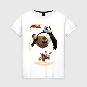 Женская футболка хлопок с принтом Kung Fu Panda 2 в Новосибирске, 100% хлопок | прямой крой, круглый вырез горловины, длина до линии бедер, слегка спущенное плечо | панда