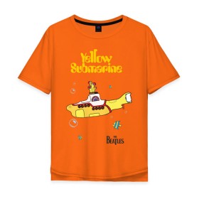 Мужская футболка хлопок Oversize с принтом Yellow submarine в Новосибирске, 100% хлопок | свободный крой, круглый ворот, “спинка” длиннее передней части | Тематика изображения на принте: beatles | rock | yellow submarine | битлз | желтая подводная лодка | рок
