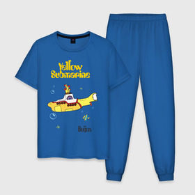 Мужская пижама хлопок с принтом Yellow submarine в Новосибирске, 100% хлопок | брюки и футболка прямого кроя, без карманов, на брюках мягкая резинка на поясе и по низу штанин
 | beatles | rock | yellow submarine | битлз | желтая подводная лодка | рок