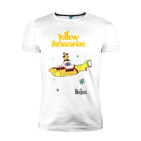Мужская футболка премиум с принтом Yellow submarine в Новосибирске, 92% хлопок, 8% лайкра | приталенный силуэт, круглый вырез ворота, длина до линии бедра, короткий рукав | beatles | rock | yellow submarine | битлз | желтая подводная лодка | рок