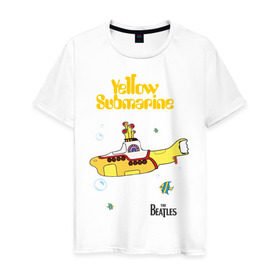 Мужская футболка хлопок с принтом Yellow submarine в Новосибирске, 100% хлопок | прямой крой, круглый вырез горловины, длина до линии бедер, слегка спущенное плечо. | beatles | rock | yellow submarine | битлз | желтая подводная лодка | рок