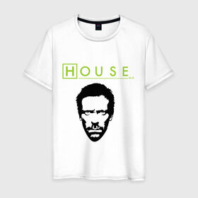 Мужская футболка хлопок с принтом Доктор Хаус в Новосибирске, 100% хлопок | прямой крой, круглый вырез горловины, длина до линии бедер, слегка спущенное плечо. | everybody lies | haus | house | все лгут | доктор | хауз | хаус | хью лори