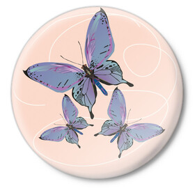 Значок с принтом Бабочки в Новосибирске,  металл | круглая форма, металлическая застежка в виде булавки | Тематика изображения на принте: 