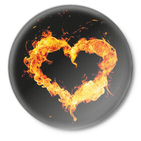 Значок с принтом Огненое сердце в Новосибирске,  металл | круглая форма, металлическая застежка в виде булавки | 