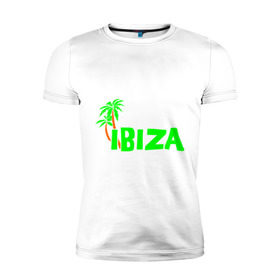 Мужская футболка премиум с принтом Ibiza в Новосибирске, 92% хлопок, 8% лайкра | приталенный силуэт, круглый вырез ворота, длина до линии бедра, короткий рукав | ibiza | ибица | пальмы | фестиваль