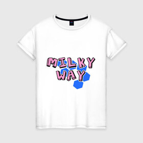 Женская футболка хлопок с принтом Milky way в Новосибирске, 100% хлопок | прямой крой, круглый вырез горловины, длина до линии бедер, слегка спущенное плечо | dance | milkyway | tecktonick | tektonic | tektonik | клуб | танцевать | тектоник | тиктоник