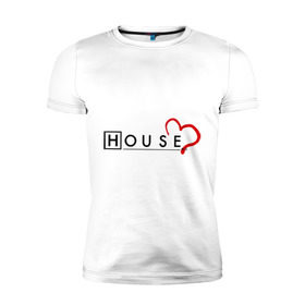 Мужская футболка премиум с принтом House love в Новосибирске, 92% хлопок, 8% лайкра | приталенный силуэт, круглый вырез ворота, длина до линии бедра, короткий рукав | everybody lies | haus | house | все лгут | доктор | хауз | хаус | хью лори