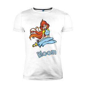 Мужская футболка премиум с принтом WinX bloom в Новосибирске, 92% хлопок, 8% лайкра | приталенный силуэт, круглый вырез ворота, длина до линии бедра, короткий рукав | bloom | winx | винкс