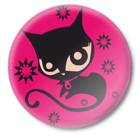 Значок с принтом Doom kitty (1) в Новосибирске,  металл | круглая форма, металлическая застежка в виде булавки | Тематика изображения на принте: cat | kiti | kittie | kitty | кот | котэ | кошка
