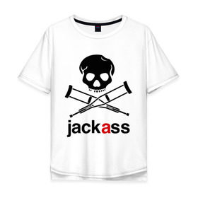 Мужская футболка хлопок Oversize с принтом Jackass (Чудаки) в Новосибирске, 100% хлопок | свободный крой, круглый ворот, “спинка” длиннее передней части | Тематика изображения на принте: jackas | придурки | чудаки