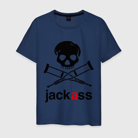 Мужская футболка хлопок с принтом Jackass (Чудаки) в Новосибирске, 100% хлопок | прямой крой, круглый вырез горловины, длина до линии бедер, слегка спущенное плечо. | jackas | придурки | чудаки